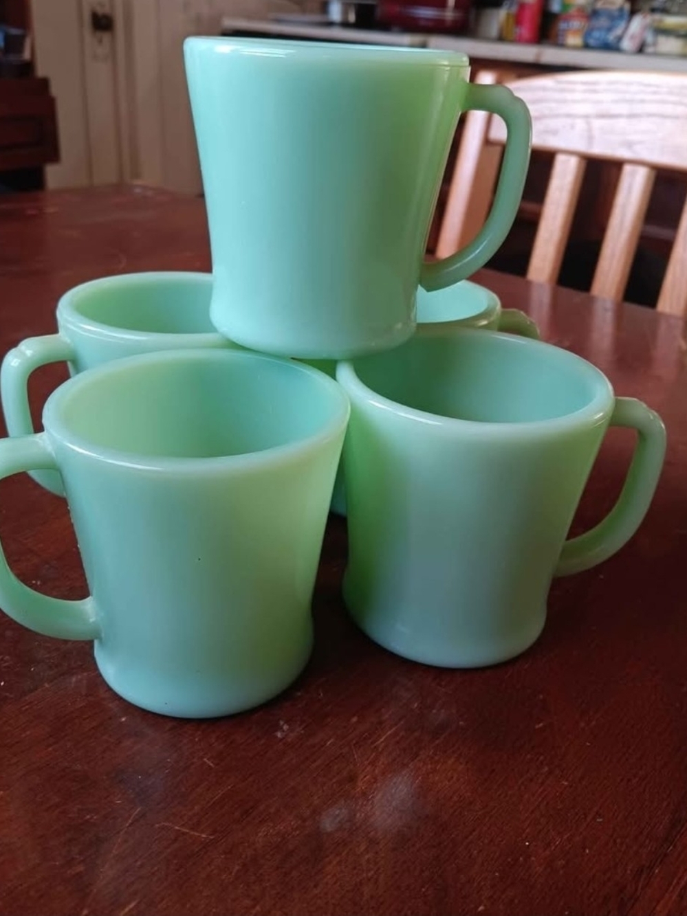 Fire King Jadeite Green Stackable Mugs - Set of 5